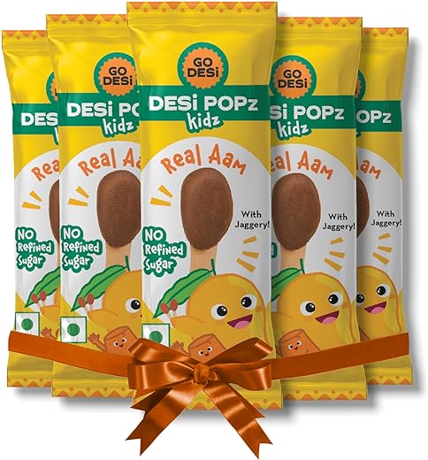 Go Desi Popz Real Aam | 60 pieces | Aam Candy | Lollipop | Desi Popz | No Refined Sugar | 480g