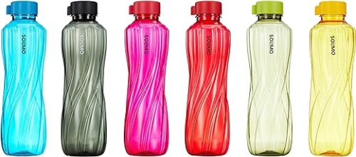 Amazon Brand – Solimo 1000 ml Plastic Water Bottle | Set of 6 |Multi Color