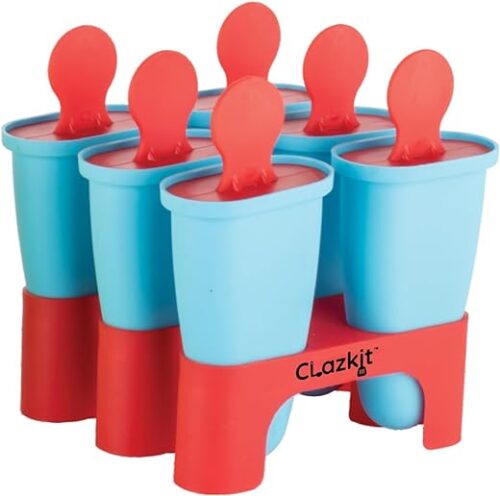 Clazkit Set of 6 Plastic Reusable Ice Pop Makers, Homemade Popsicle/Frozen Ice Cream/Kulfi Candy for Children & Adults – Multicolor